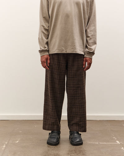 Evan Kinori Elastic Pant, Brown Kasuri Check