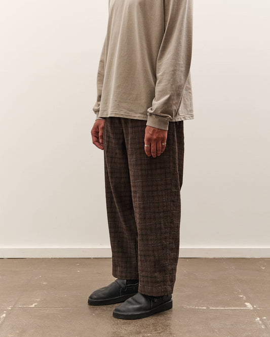 Evan Kinori Elastic Pant, Brown Kasuri Check