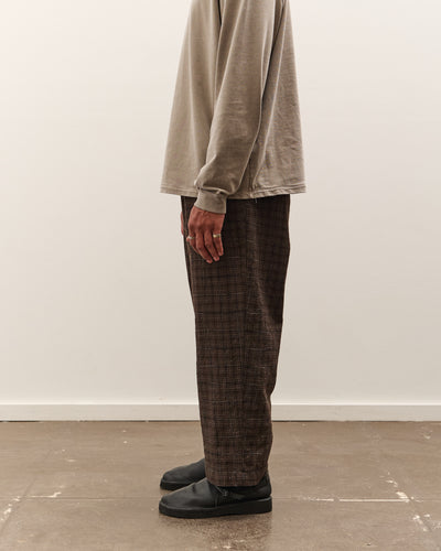 Evan Kinori Elastic Pant, Brown Kasuri Check