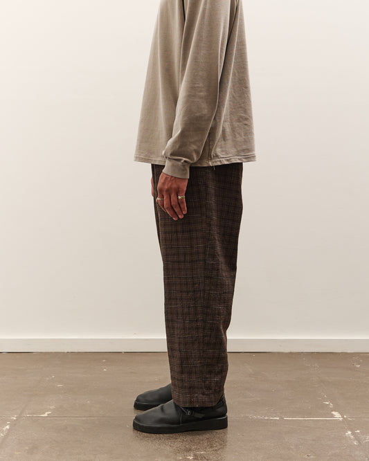 Evan Kinori Elastic Pant, Brown Kasuri Check