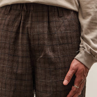 Evan Kinori Elastic Pant, Brown Kasuri Check