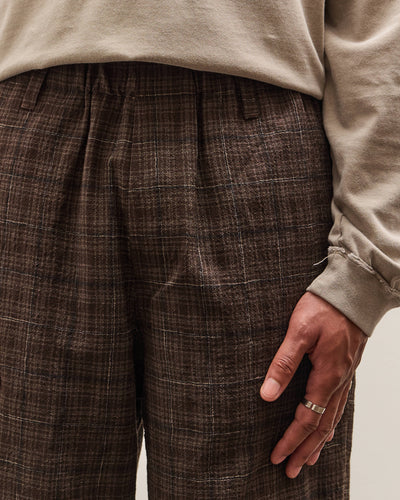 Evan Kinori Elastic Pant, Brown Kasuri Check