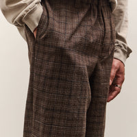 Evan Kinori Elastic Pant, Brown Kasuri Check