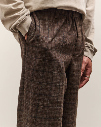 Evan Kinori Elastic Pant, Brown Kasuri Check