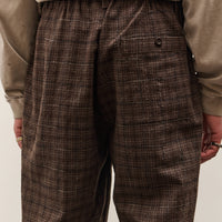 Evan Kinori Elastic Pant, Brown Kasuri Check