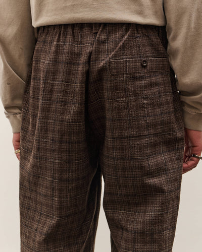 Evan Kinori Elastic Pant, Brown Kasuri Check