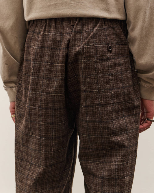 Evan Kinori Elastic Pant, Brown Kasuri Check
