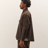 Evan Kinori Big Shirt, Brown Kasuri Check