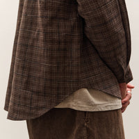 Evan Kinori Big Shirt, Brown Kasuri Check
