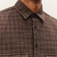 Evan Kinori Big Shirt, Brown Kasuri Check