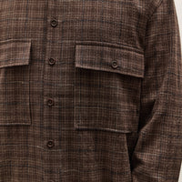 Evan Kinori Big Shirt, Brown Kasuri Check