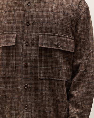 Evan Kinori Big Shirt, Brown Kasuri Check