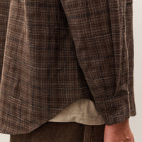 Evan Kinori Big Shirt, Brown Kasuri Check
