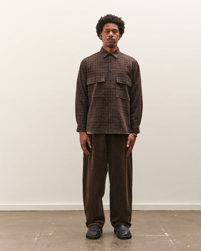 Evan Kinori Two Pleat Pant, Brown Corduroy