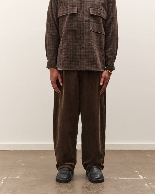 Evan Kinori Two Pleat Pant, Brown Corduroy