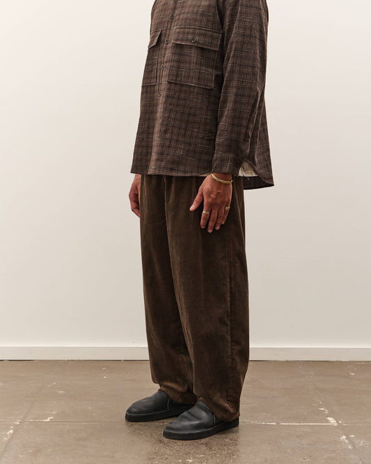 Evan Kinori Two Pleat Pant, Brown Corduroy