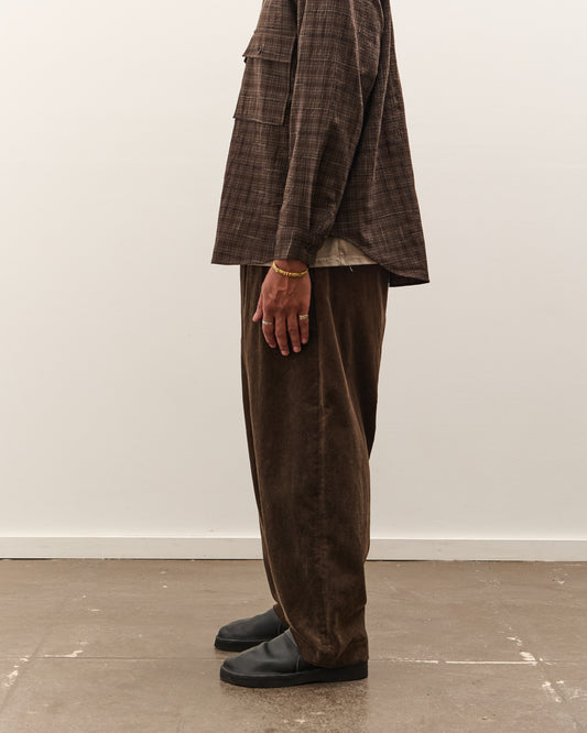 Evan Kinori Two Pleat Pant, Brown Corduroy