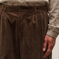 Evan Kinori Two Pleat Pant, Brown Corduroy