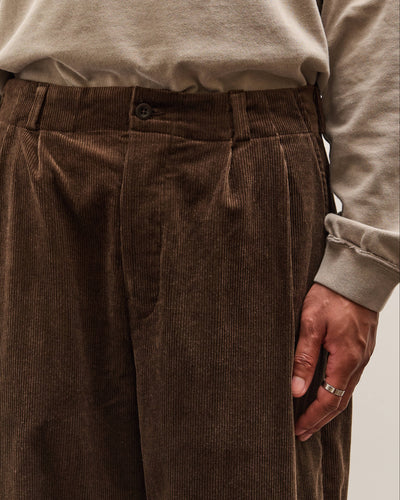 Evan Kinori Two Pleat Pant, Brown Corduroy