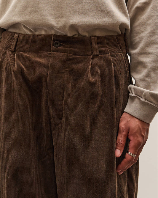 Evan Kinori Two Pleat Pant, Brown Corduroy