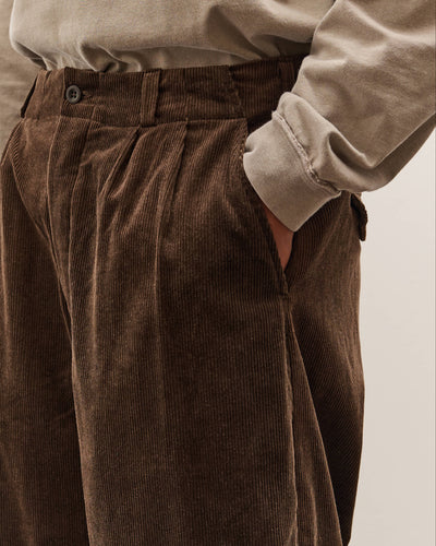 Evan Kinori Two Pleat Pant, Brown Corduroy