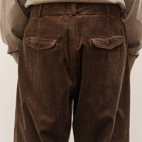 Evan Kinori Two Pleat Pant, Brown Corduroy