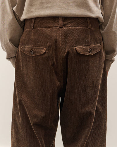 Evan Kinori Two Pleat Pant, Brown Corduroy