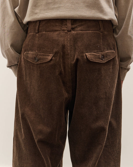Evan Kinori Two Pleat Pant, Brown Corduroy