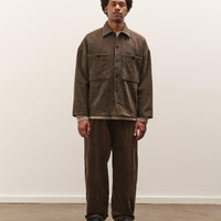 Evan Kinori Field Shirt Two, Dark Olive Herringbone