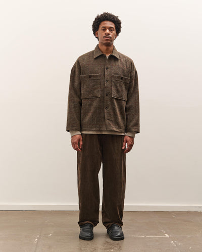 Evan Kinori Field Shirt Two, Dark Olive Herringbone