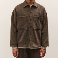 Evan Kinori Field Shirt Two, Dark Olive Herringbone