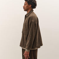 Evan Kinori Field Shirt Two, Dark Olive Herringbone