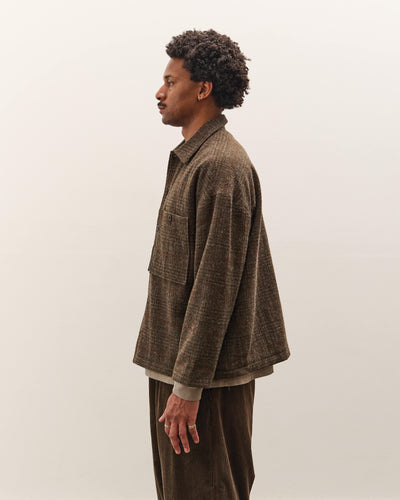 Evan Kinori Field Shirt Two, Dark Olive Herringbone