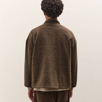 Evan Kinori Field Shirt Two, Dark Olive Herringbone