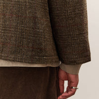 Evan Kinori Field Shirt Two, Dark Olive Herringbone