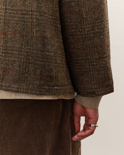 Evan Kinori Field Shirt Two, Dark Olive Herringbone