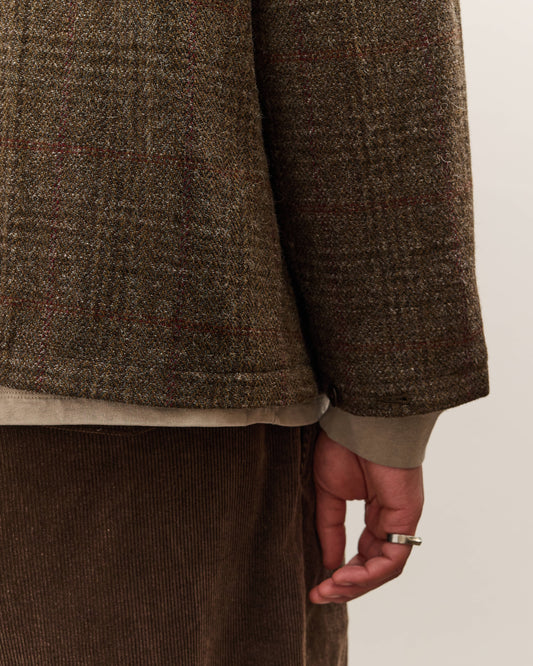 Evan Kinori Field Shirt Two, Dark Olive Herringbone