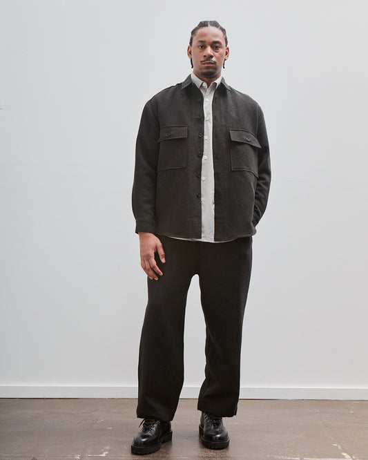 Big Shirt, Wool Linen Herringbone