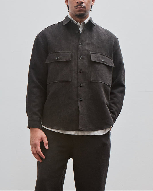 Big Shirt, Wool Linen Herringbone