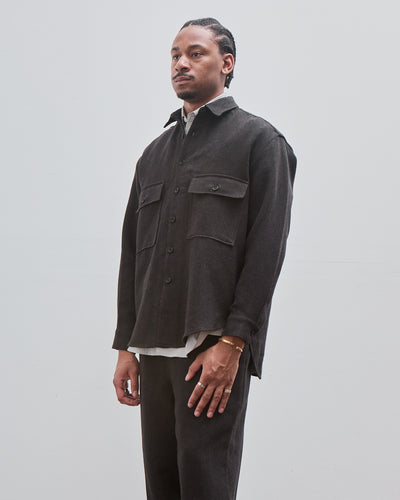 Big Shirt, Wool Linen Herringbone