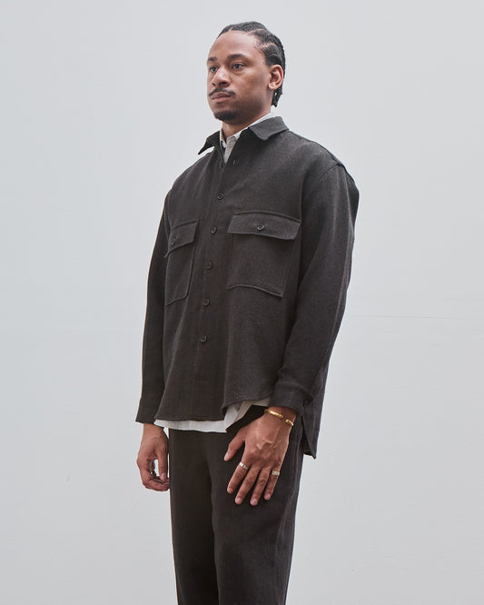 Big Shirt, Wool Linen Herringbone