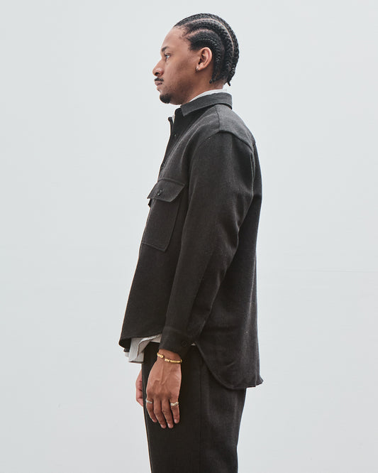 Big Shirt, Wool Linen Herringbone
