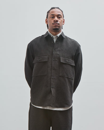 Big Shirt, Wool Linen Herringbone