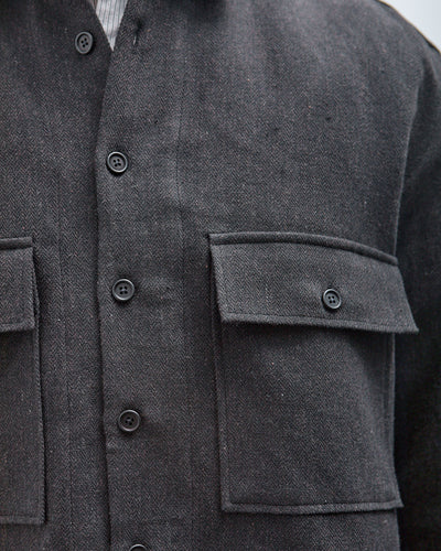 Big Shirt, Wool Linen Herringbone