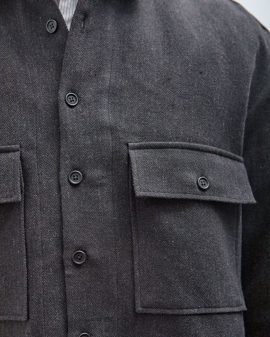 Big Shirt, Wool Linen Herringbone