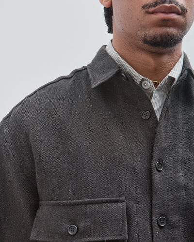 Big Shirt, Wool Linen Herringbone