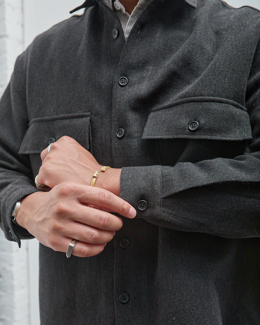 Big Shirt, Wool Linen Herringbone