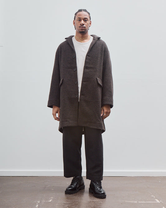 Big Coat, Dark Brown Brushed Wool Coating