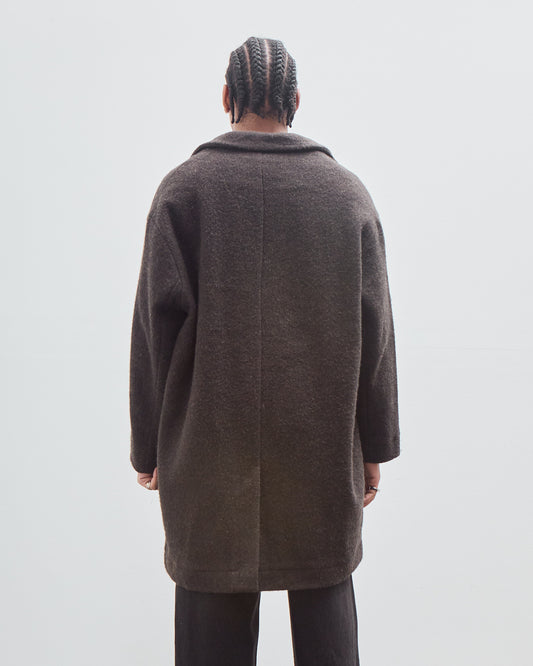 Big Coat, Dark Brown Brushed Wool Coating