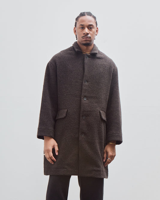 Big Coat, Dark Brown Brushed Wool Coating